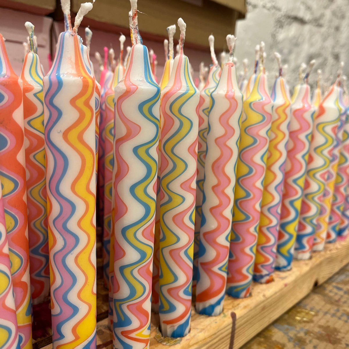 Rainbow Marble Taper Candle