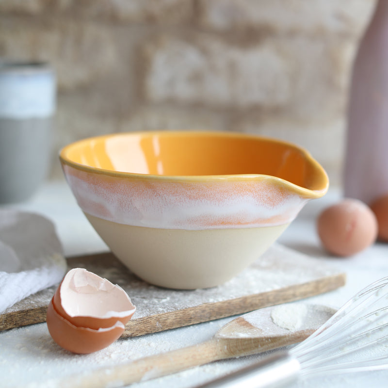 ceramic pouring bowl in yellow