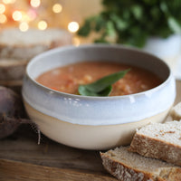 grey acorn ceramic soup bowl from Glosters