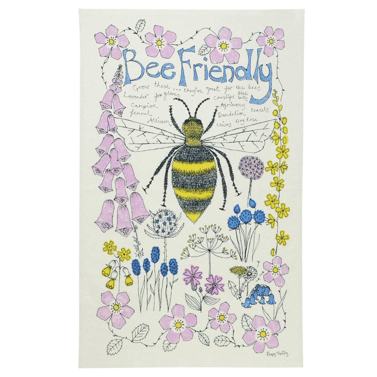 Bee friendly tea towel