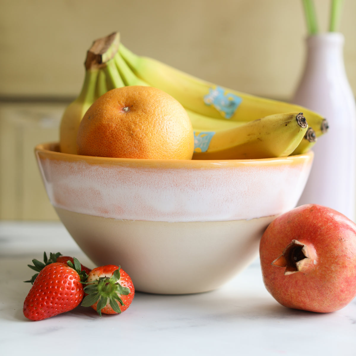 Large Handmade Bowl in yellow