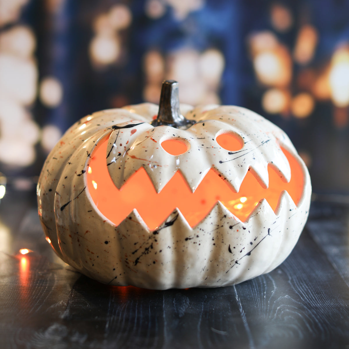 Ceramic Autumn Pumpkin Lantern - Jack