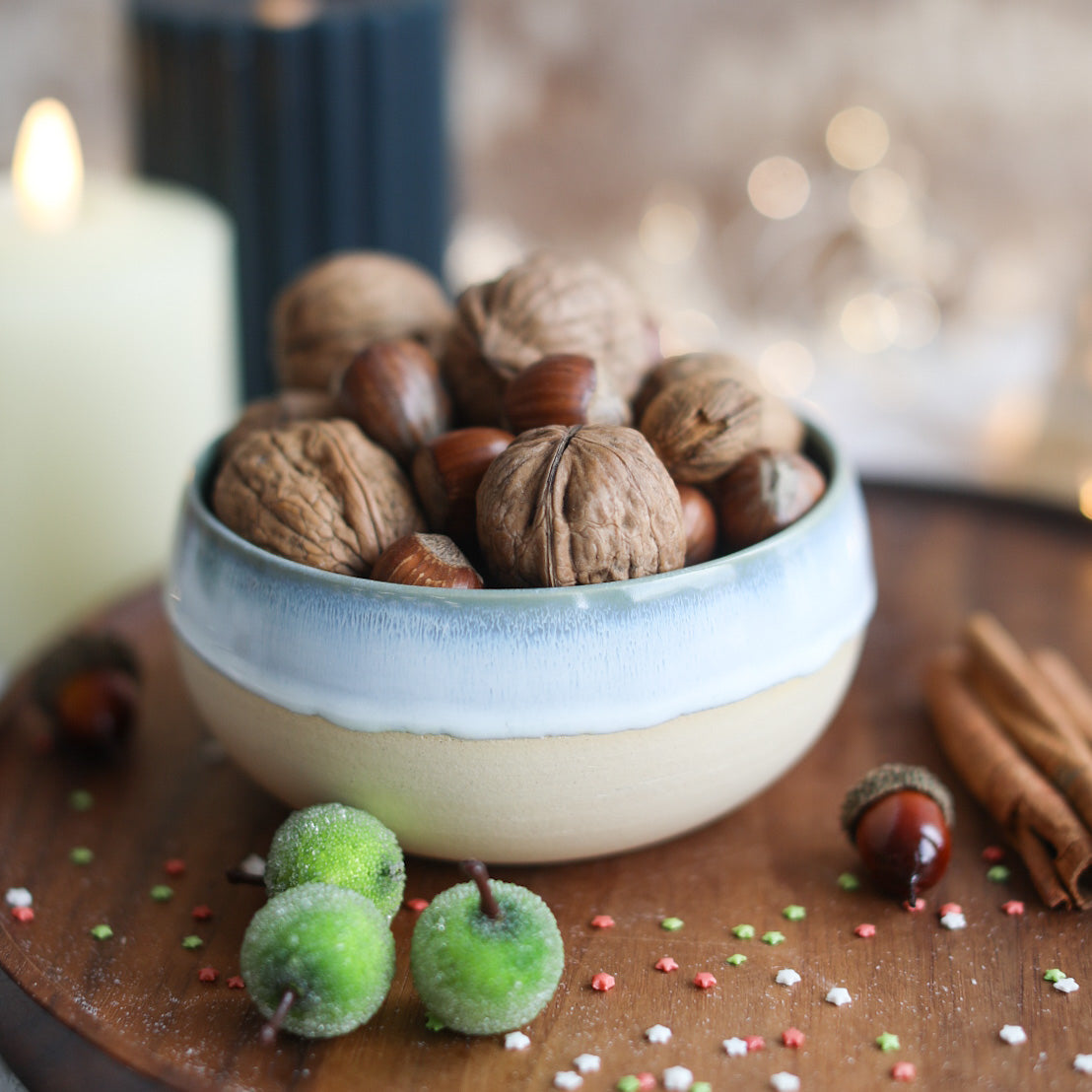 Acorn-shaped handmade ceramic bowl