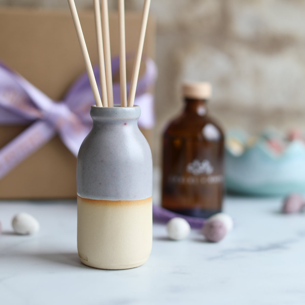 Milk Bottle Ceramic Reed Diffuser Set