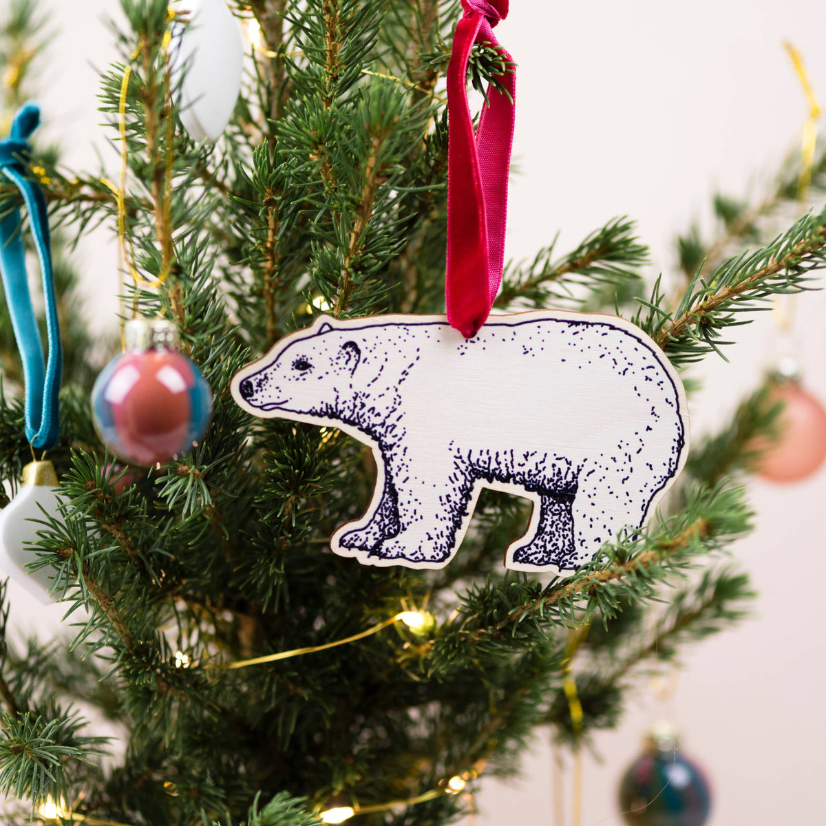 Wooden Polar Bear Christmas Tree Decoration